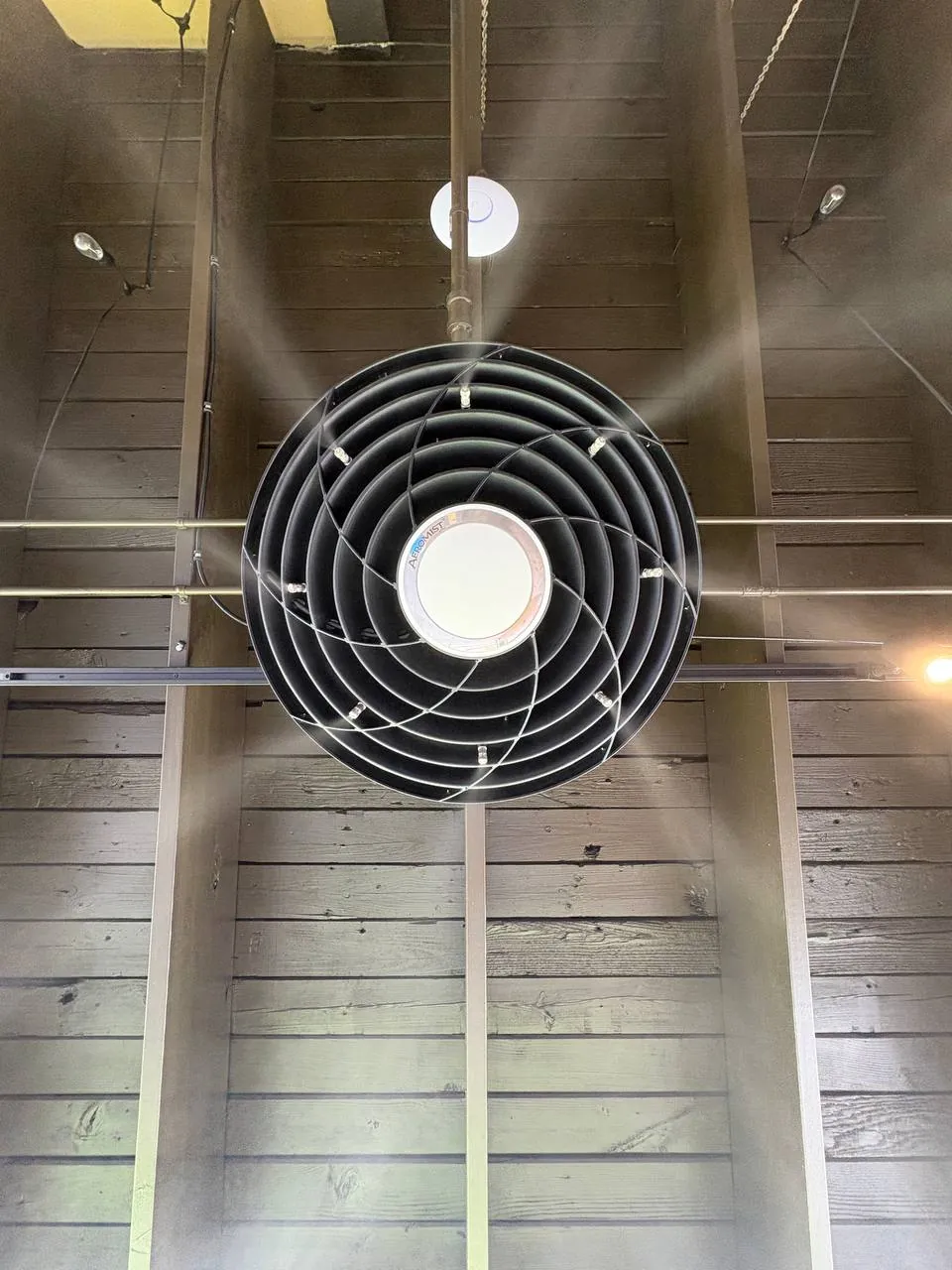 Aeromist ceiling misting fan on a commercial patio