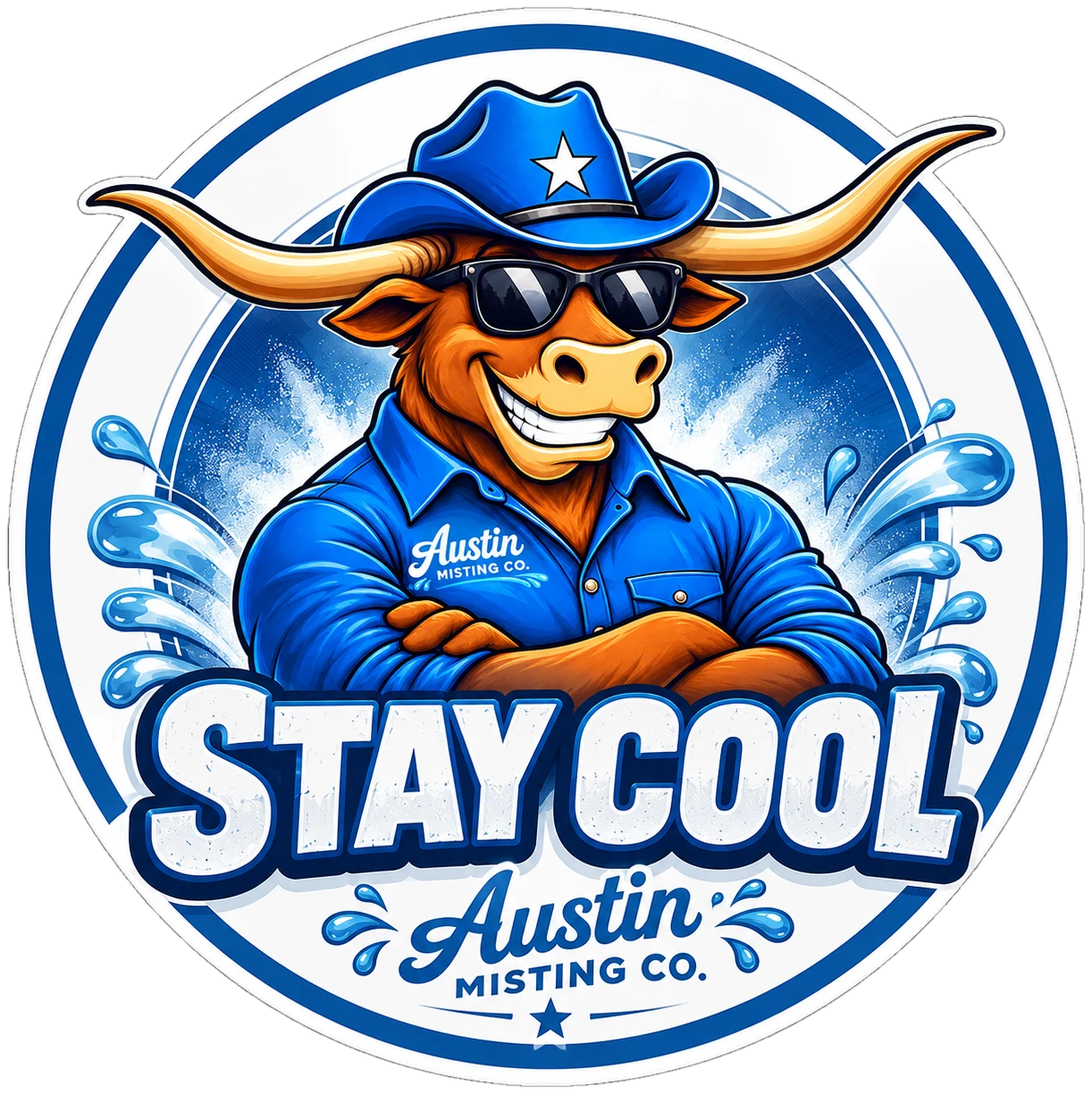 Stay Cool: Austin Misting Co. longhorn badge